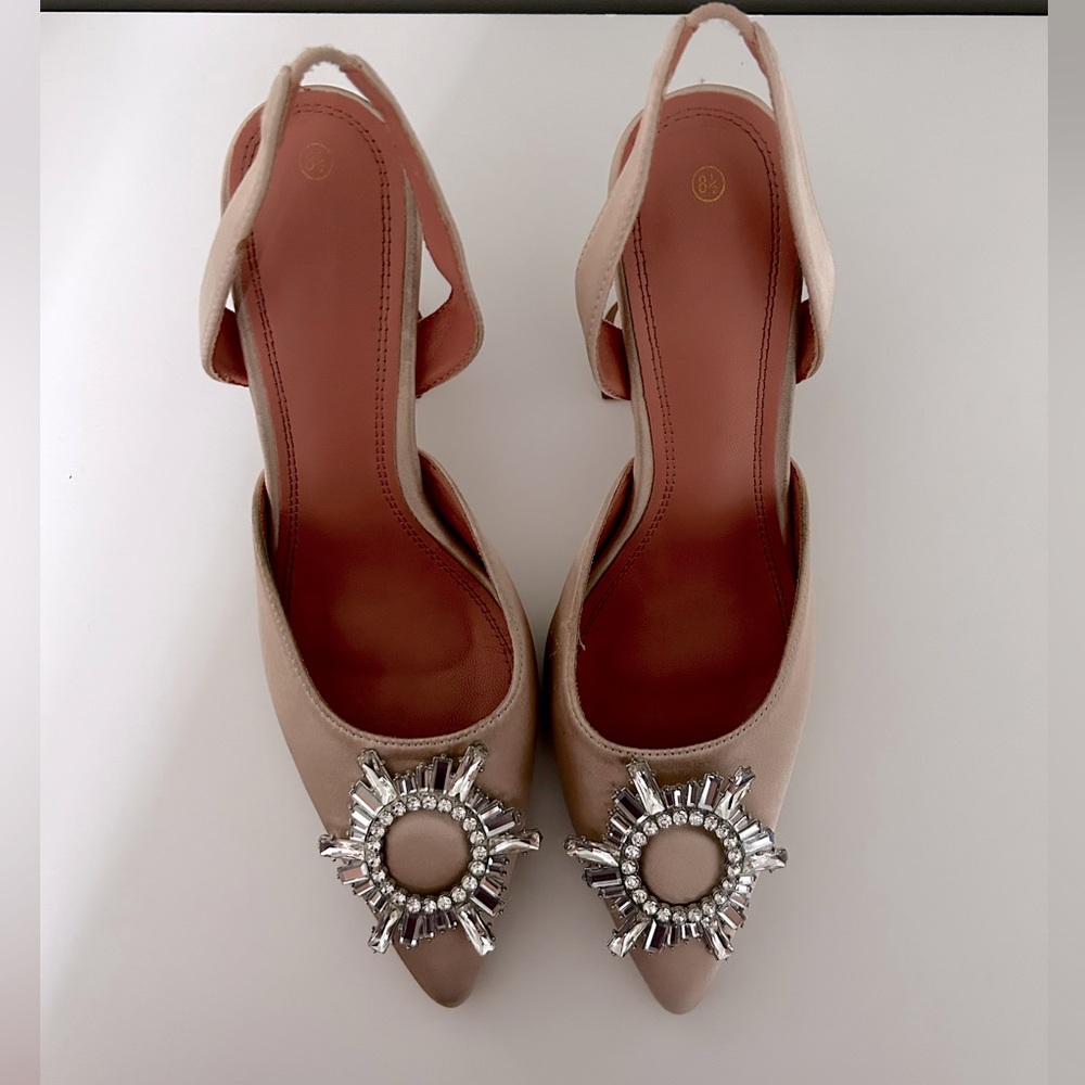 SUN FLOWER RHINESTONE HIGH HEELS SANDALS SLINGBACK PUMPS